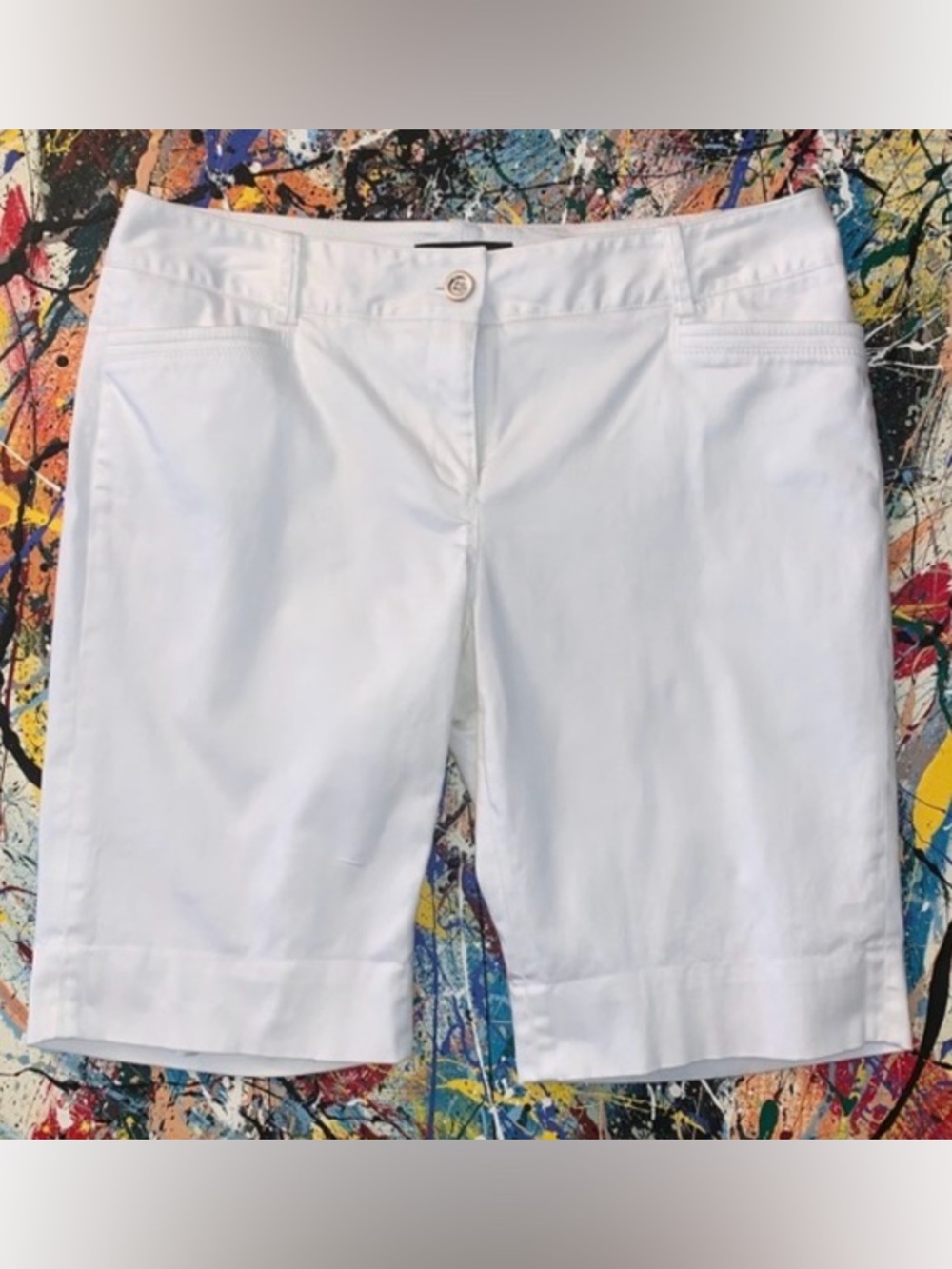 WHITE HOUSE BLACK MARKET white “Slim” Bermuda shorts.